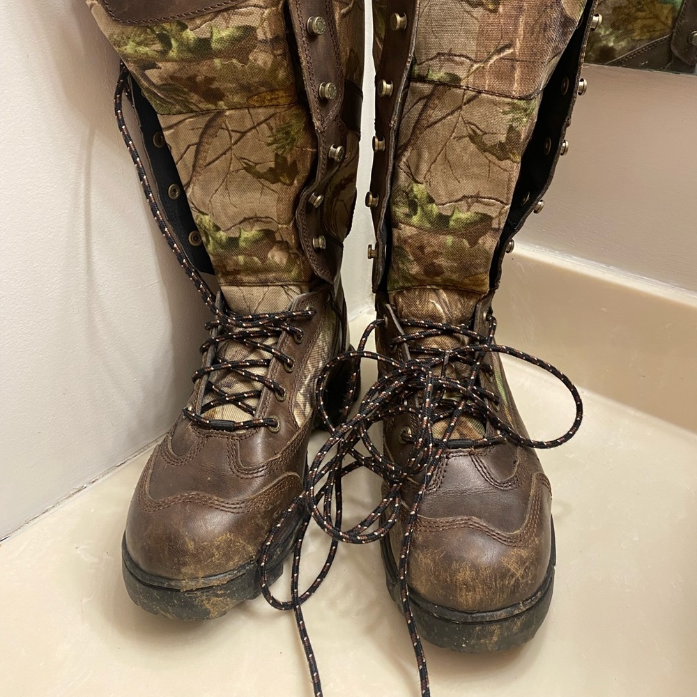 Danner hunting boots.  Camo and Leather